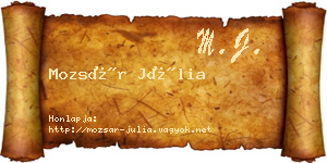 Mozsár Júlia névjegykártya